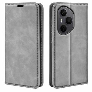 For Honor 400 Pro Global 160.8mm Retro-skin Magnetic Suction Leather Phone Case(Grey)