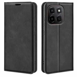 For Honor X6c Retro-skin Magnetic Suction Leather Phone Case(Black)