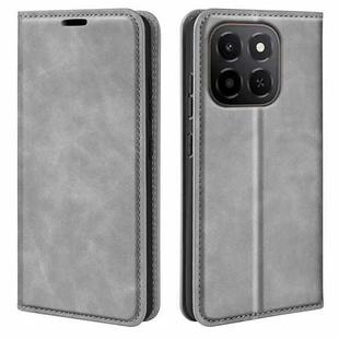 For Honor X6c Retro-skin Magnetic Suction Leather Phone Case(Grey)