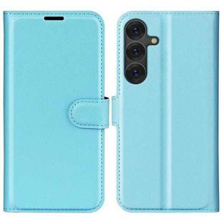 For Samsung Galaxy S25+ 5G Litchi Texture Horizontal Flip Leather Phone Case with Holder(Blue)