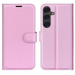 For Samsung Galaxy S25+ 5G Litchi Texture Horizontal Flip Leather Phone Case with Holder(Pink)