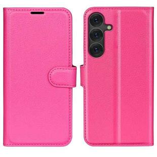 For Samsung Galaxy S25+ 5G Litchi Texture Horizontal Flip Leather Phone Case with Holder(Rose Red)