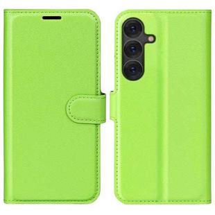 For Samsung Galaxy S25+ 5G Litchi Texture Horizontal Flip Leather Phone Case with Holder(Green)