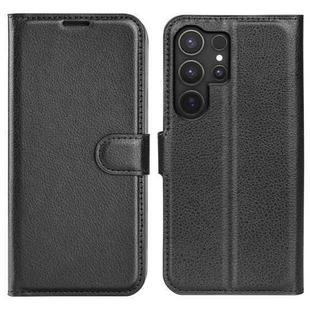 For Samsung Galaxy S25 Ultra 5G Litchi Texture Horizontal Flip Leather Phone Case with Holder(Black)