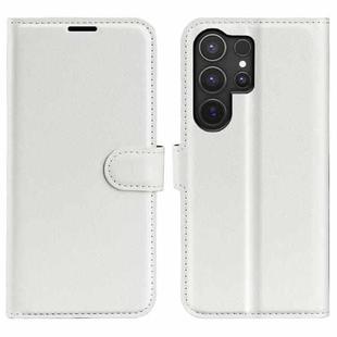 For Samsung Galaxy S25 Ultra 5G Litchi Texture Horizontal Flip Leather Phone Case with Holder(White)