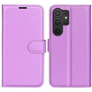 For Samsung Galaxy S25 Ultra 5G Litchi Texture Horizontal Flip Leather Phone Case with Holder(Purple)