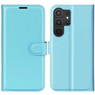For Samsung Galaxy S25 Ultra 5G Litchi Texture Horizontal Flip Leather Phone Case with Holder(Blue)