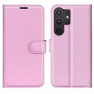 For Samsung Galaxy S25 Ultra 5G Litchi Texture Horizontal Flip Leather Phone Case with Holder(Pink)