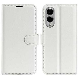 For Samsung Galaxy S25 Edge 5G Litchi Texture Horizontal Flip Leather Phone Case with Holder(White)