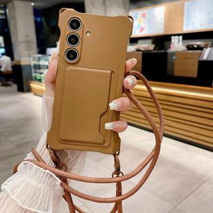 For Samsung Galaxy A55 Liquid TPU Card Bag Four Corner Shockproof Phone Case(Brown)