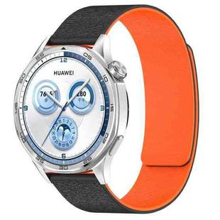 20mm Cloud Wood Grain Silicone Magnetic Watch Band(Black Orange)