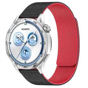 20mm Cloud Wood Grain Silicone Magnetic Watch Band(Black Red)