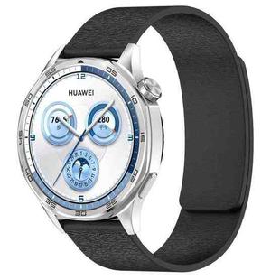 20mm Cloud Wood Grain Silicone Magnetic Watch Band(Black)