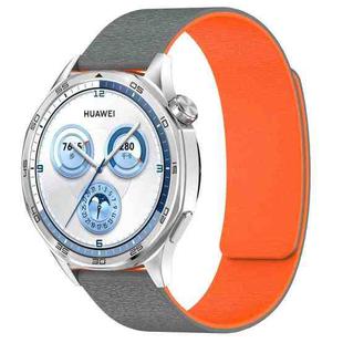 20mm Cloud Wood Grain Silicone Magnetic Watch Band(Gray Orange)