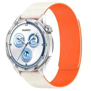 20mm Cloud Wood Grain Silicone Magnetic Watch Band(Starlight Orange)