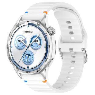 For Huawei Watch GT 3 42mm Wavy Grain Stitched 20mm Silicone Watch Band(White)