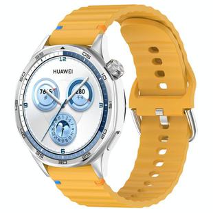 For Huawei Watch GT 3 42mm Wavy Grain Stitched 20mm Silicone Watch Band(Yellow)