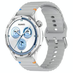For Huawei Watch GT 3 42mm Wavy Grain Stitched 20mm Silicone Watch Band(Gray)