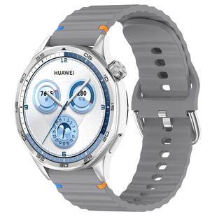 For Huawei Watch GT 3 42mm Wavy Grain Stitched 20mm Silicone Watch Band(Space Gray)