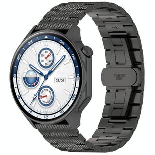 For OPPO Watch X2 Twill Texture Stainless Steel Metal Watch Band(Black)