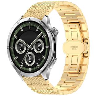 For OnePlus Watch 3 Twill Texture Stainless Steel Metal Watch Band(Gold)