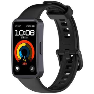 For Huawei Band 10 / 10 NFC / 9 / 9 NFC Metal Head Color Buckle Silicone Watch Band(Black)