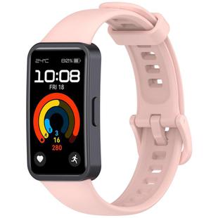 For Huawei Band 10 / 10 NFC / 9 / 9 NFC Metal Head Color Buckle Silicone Watch Band(Pink)