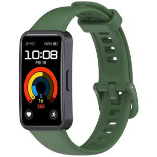 For Huawei Band 10 / 10 NFC / 9 / 9 NFC Metal Head Color Buckle Silicone Watch Band(Dark Green)