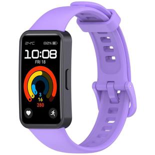 For Huawei Band 10 / 10 NFC / 9 / 9 NFC Metal Head Color Buckle Silicone Watch Band(Lilac)