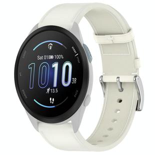 For Garmin Forerunner 165 Press Button 20mm Leather Watch Band(White)
