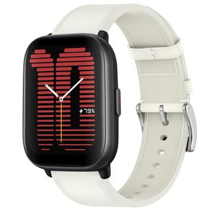 For Amazfit Active Press Button 20mm Leather Watch Band(White)
