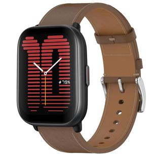 For Amazfit Active Press Button 20mm Leather Watch Band(Brown)