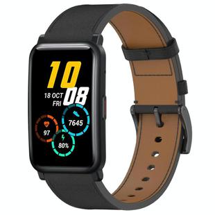 For Honor Watch ES / Magic Watch 2 42mm Press Button 20mm Leather Watch Band(Black)