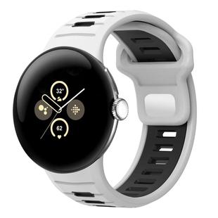 For Google Pixel Watch 3 45mm Two Color Reverse Buckle Silicone Watch Band(White Black)