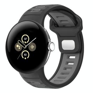 For Google Pixel Watch 3 45mm Two Color Reverse Buckle Silicone Watch Band(Black Gray)