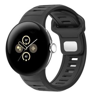 For Google Pixel Watch 3 45mm Two Color Reverse Buckle Silicone Watch Band(Black)