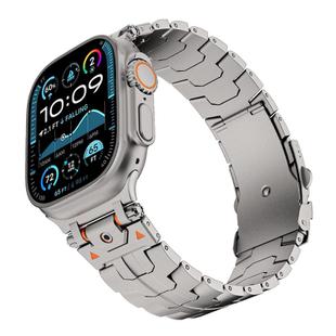 For Apple Watch 46mm / 49mm / 45mm / 44mm Stainless Steel Iron Man Safety Buckle Metal Watch Band(Titanium Color)