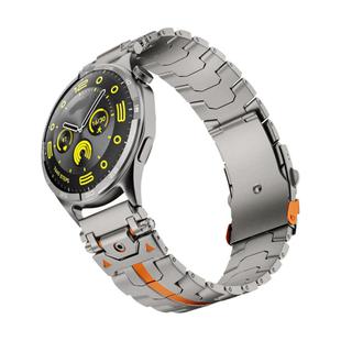 22mm Stainless Steel Safety Buckle Metal Watch Band(Titanium Orange)