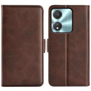 For Honor X5c Plus Dual-side Magnetic Buckle Horizontal Flip Leather Phone Case(Brown)