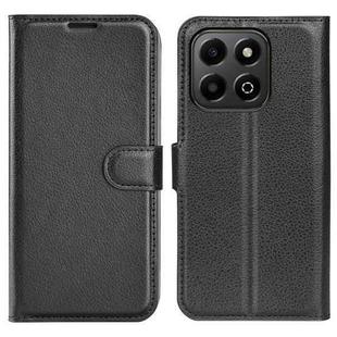 For Honor X6b Litchi Texture Horizontal Flip Leather Phone Case with Holder(Black)