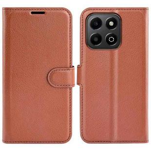 For Honor X6b Litchi Texture Horizontal Flip Leather Phone Case with Holder(Brown)