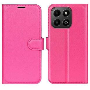 For Honor X6b Litchi Texture Horizontal Flip Leather Phone Case with Holder(Rose Red)