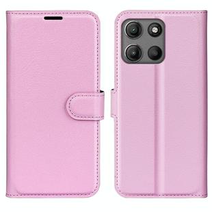 For Motorola Moto G15 Litchi Texture Horizontal Flip Leather Phone Case with Holder(Pink)