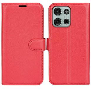 For Motorola Moto G75 Litchi Texture Horizontal Flip Leather Phone Case with Holder(Red)