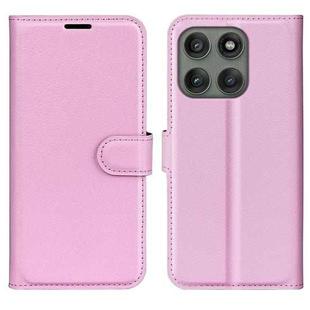 For Motorola Edge 60 Pro Litchi Texture Horizontal Flip Leather Phone Case with Holder(Pink)