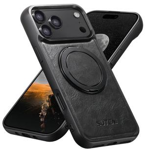For iPhone 17 Pro Max Suteni G3 Oil Wax 360 Rotation Holder MagSafe Back Phone Case(Black)