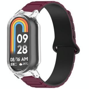 For Xiaomi Mi Band 8 / 8 NFC PC Watch Frame I-Shaped Magnetic Silicone Watch Band(Wine Red+Transparent)