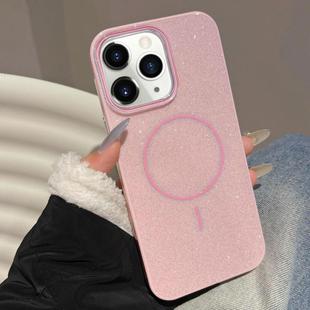 For iPhone 11 Pro Max Glitter MagSafe Thin Circle TPU Phone Case(Pink)