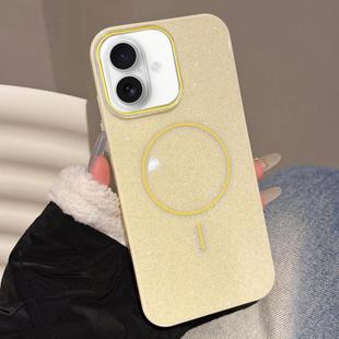 For iPhone 16 Glitter MagSafe Thin Circle TPU Phone Case(Yellow)