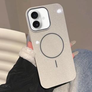 For iPhone 16 Glitter MagSafe Thin Circle TPU Phone Case(White)